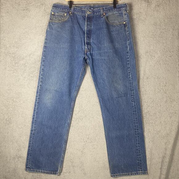 Levis 501XX Jeans Mens 38x30 Blue Straight Leg Button Fly Made in Colombia Y2K - Picture 1 of 16